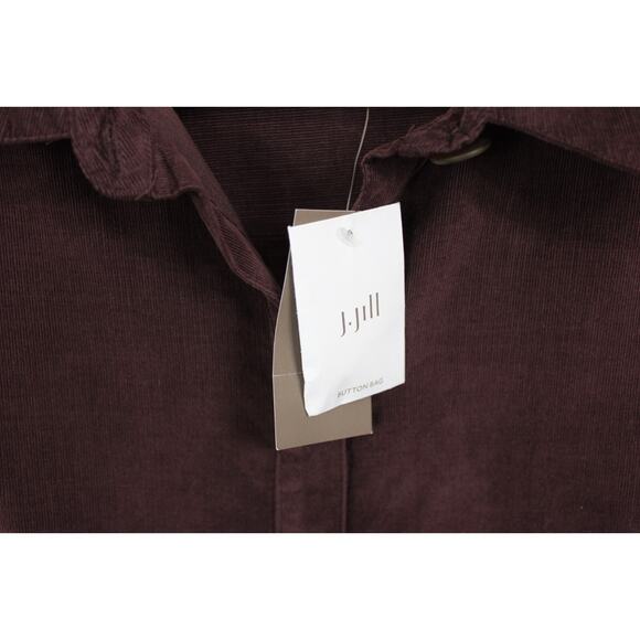 J. Jill Corduroy Shirt Button Down Dress Burgundy Brown Pockets Soft Size XL P - Picture 10 of 11